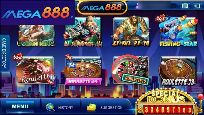 Lobi Mega888 selepas login dengan senarai permainan